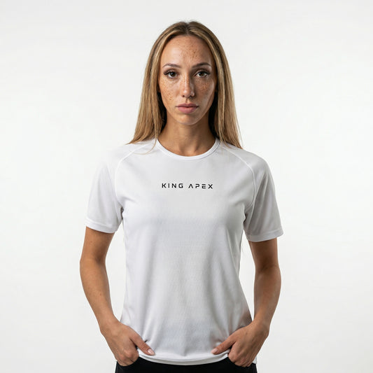 KING APEX Core Sports White Black – minimal athletic performance t-shirt.