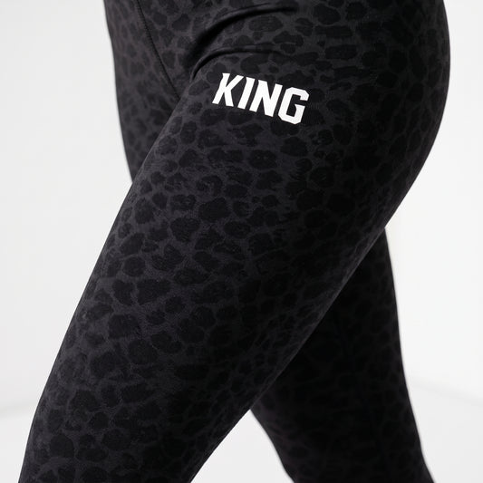 Close-up of premium black texture on KING APEX leggings