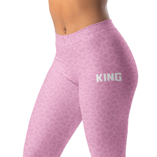 KING Lioness Soft Rose leggings side detail close-up performance fabric