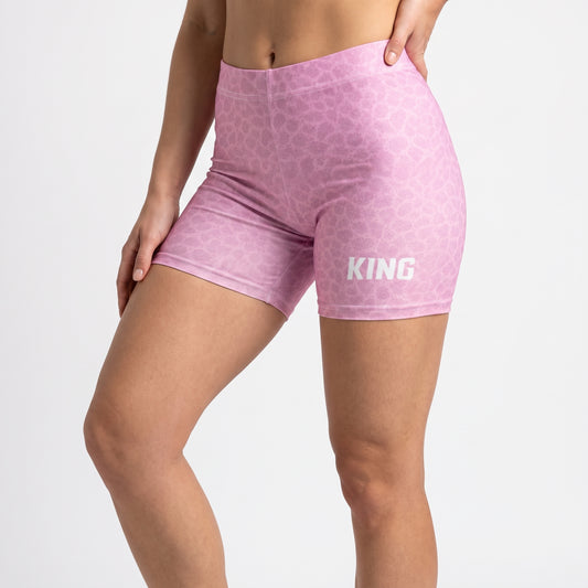 Side view of the KING Lioness Apex Training Shorts featuring the exclusive Blush Pattern texture.