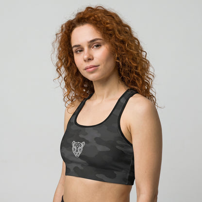 Brassière de sport KING Lioness — Camouflage foncé (Édition Lionne Géométrique)