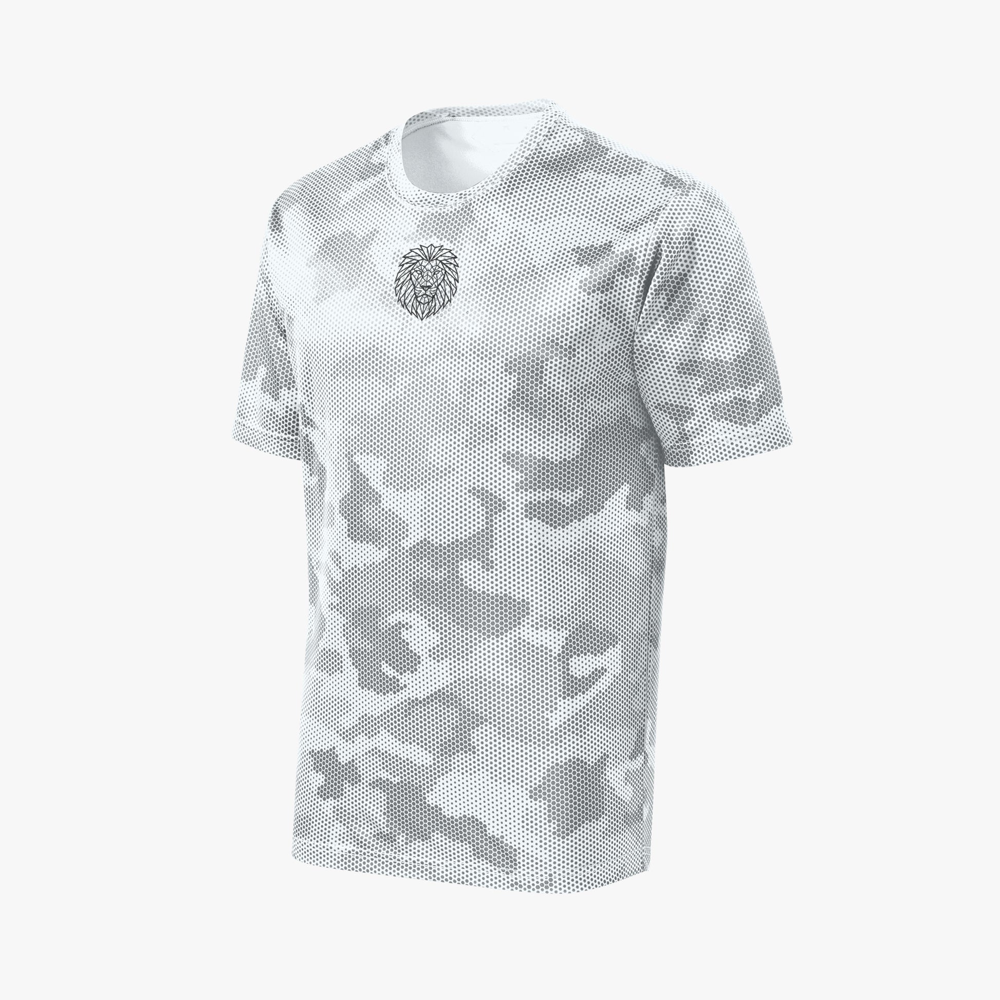 white camo performance t-shirt product view minimal athletic design
