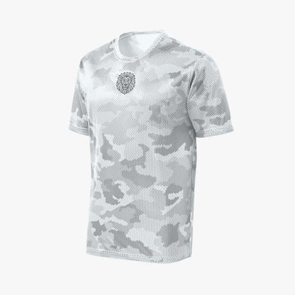 white camo performance t-shirt product view minimal athletic design