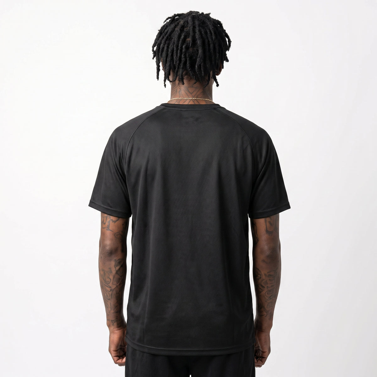 Back view of the KING APEX Core Sports Jersey in Black featuring a lightweight athletic fit and breathable performance fabric.