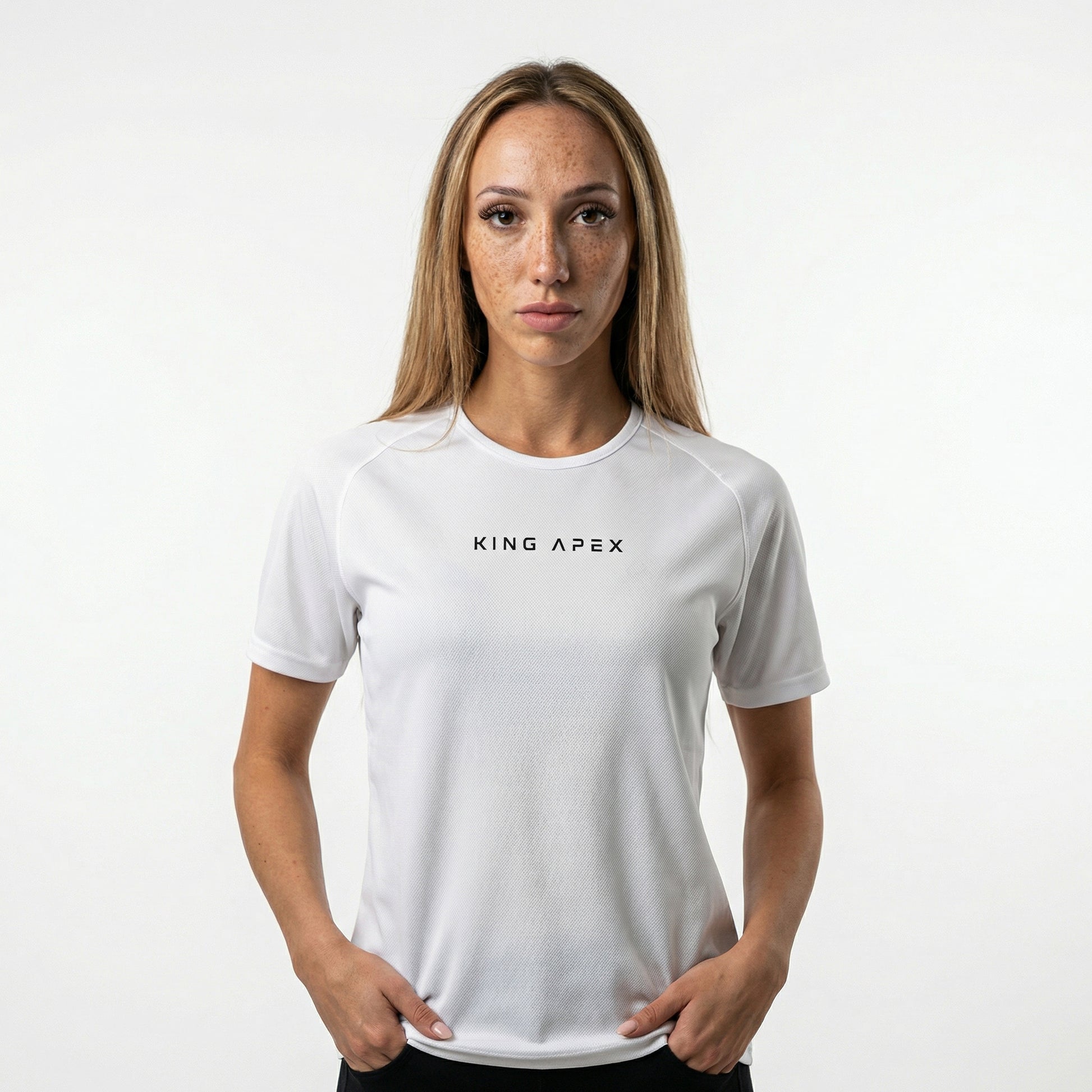 KING APEX Core Sports White Black – minimal athletic performance t-shirt.