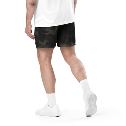 Back angle walking pose — KING APEX Jungle Camo Mesh Shorts