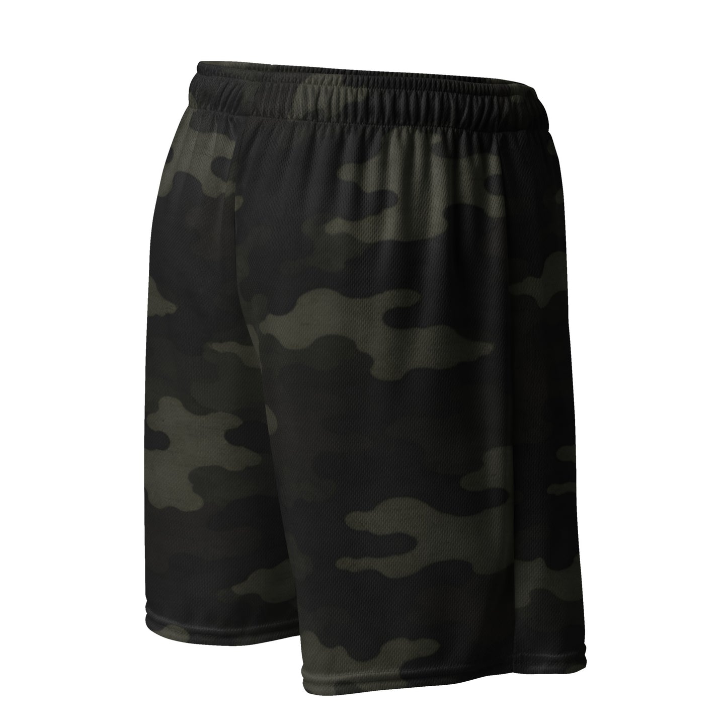 Flat back view on — KING APEX Jungle Camo Mesh Shorts