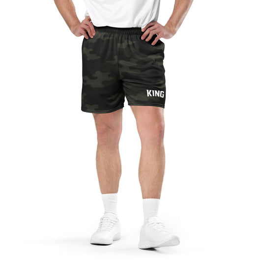 Front on-model view — KING APEX Jungle Camo Mesh Shorts