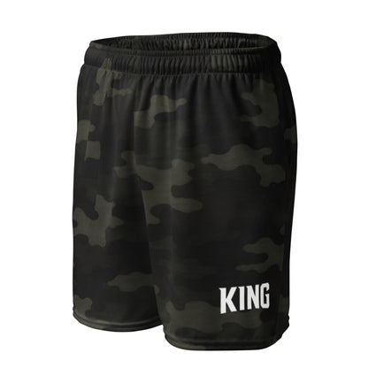 Flat lay back view — KING APEX Jungle Camo Mesh Shorts