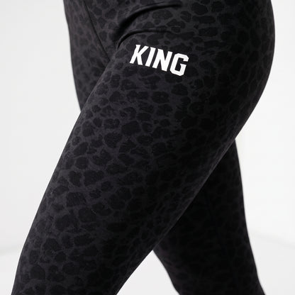 Close-up of premium black texture on KING APEX leggings