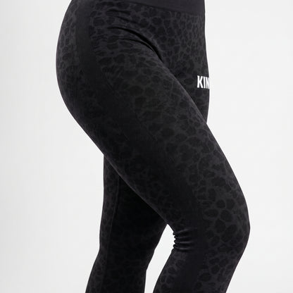 Close-up of premium black texture on KING APEX leggings