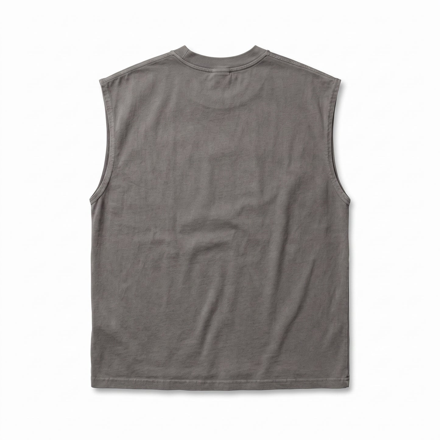 KING APEX Men's Heavy Faded Tank in Stone Grey, flat back view.