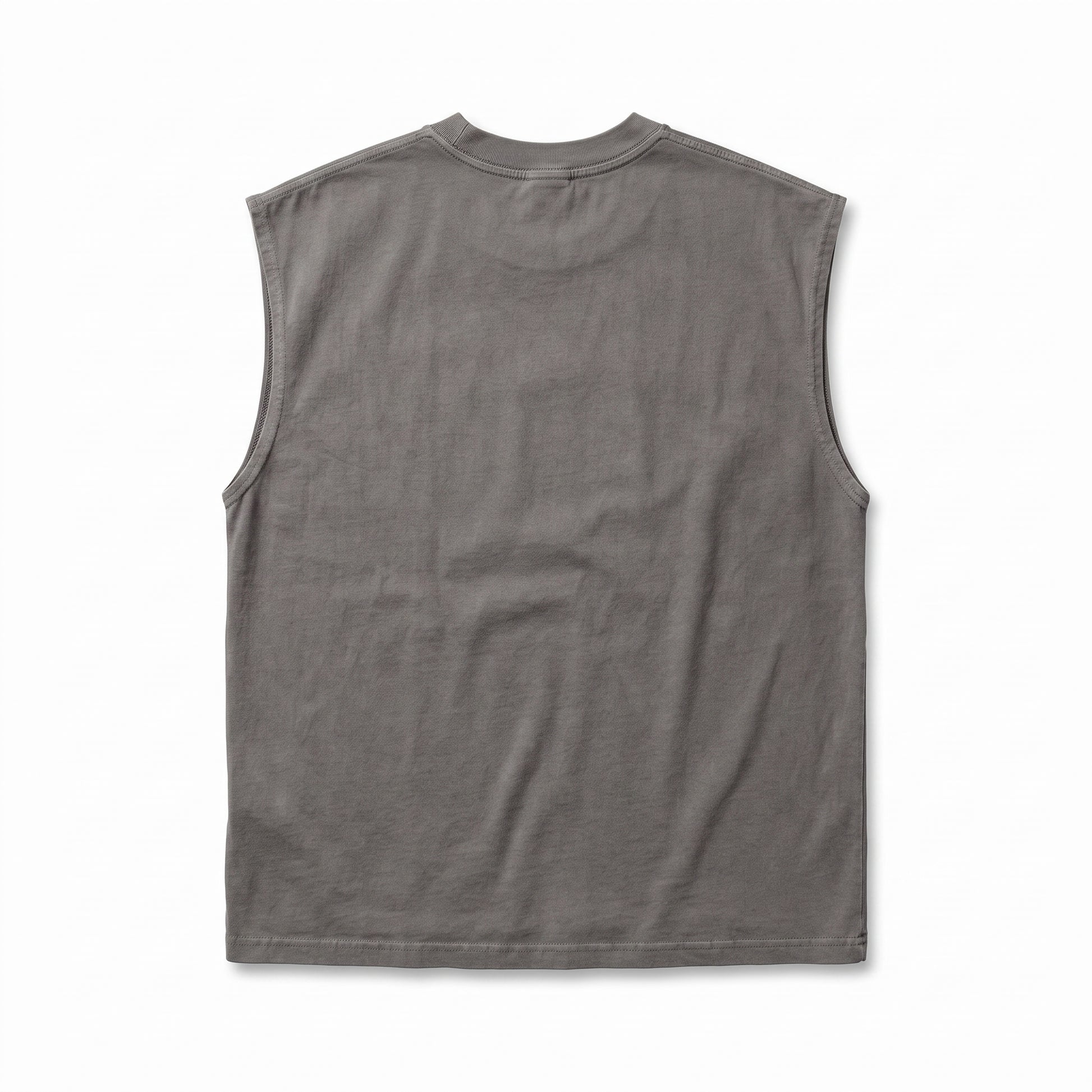 KING APEX Men's Heavy Faded Tank in Stone Grey, flat back view.