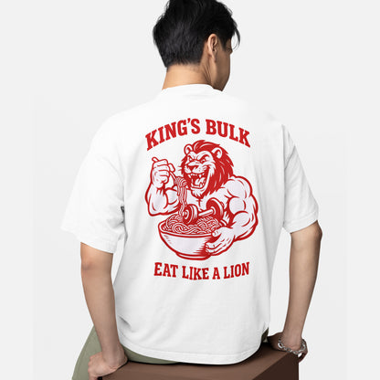 model wearing KING APEX oversized white t-shirt King’s Bulk design
