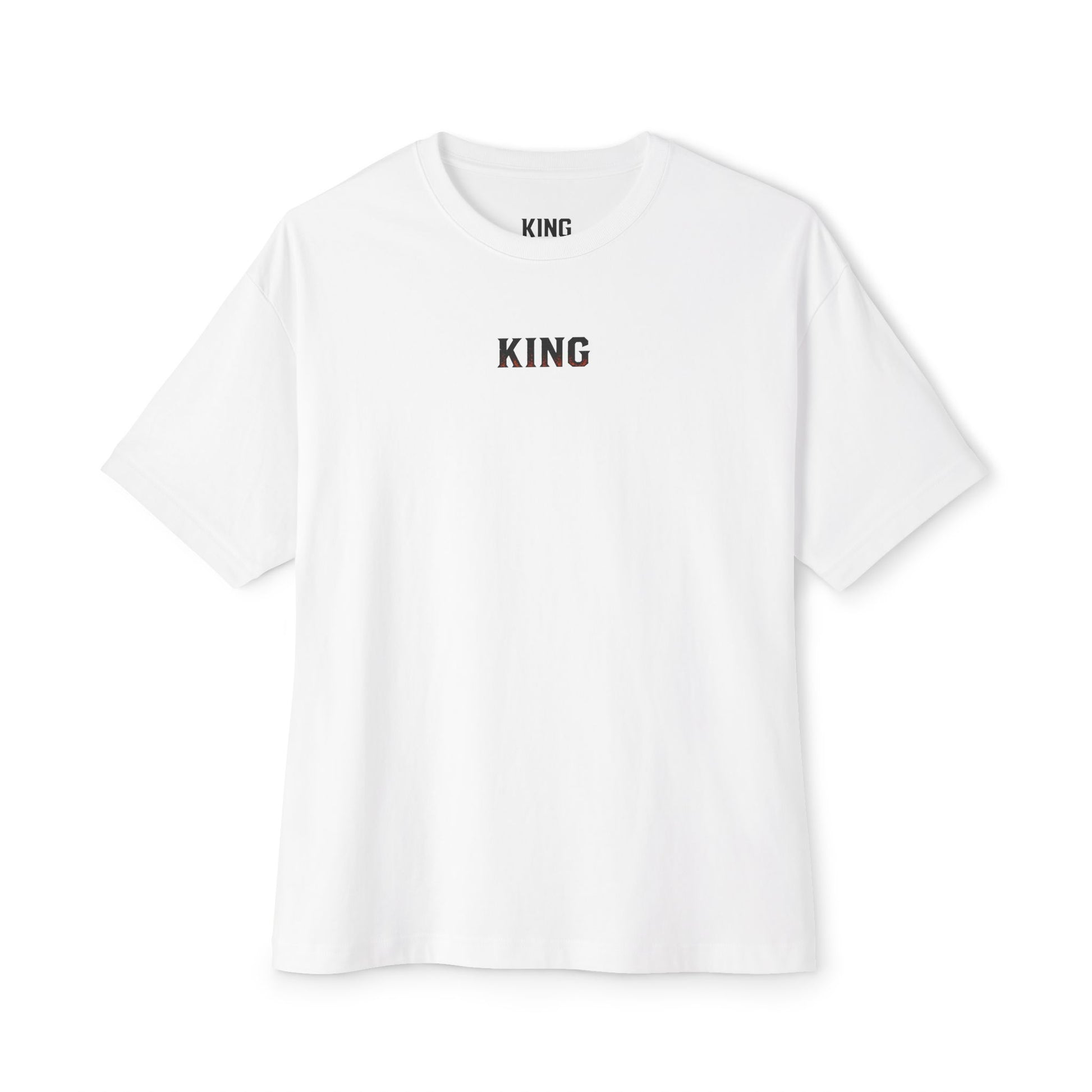 KING APEX oversized black t-shirt front view No Fear edition