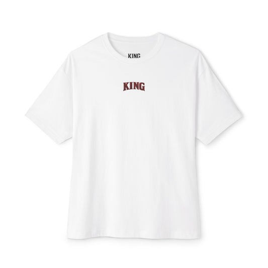 KING APEX oversized white t-shirt front view Power edition