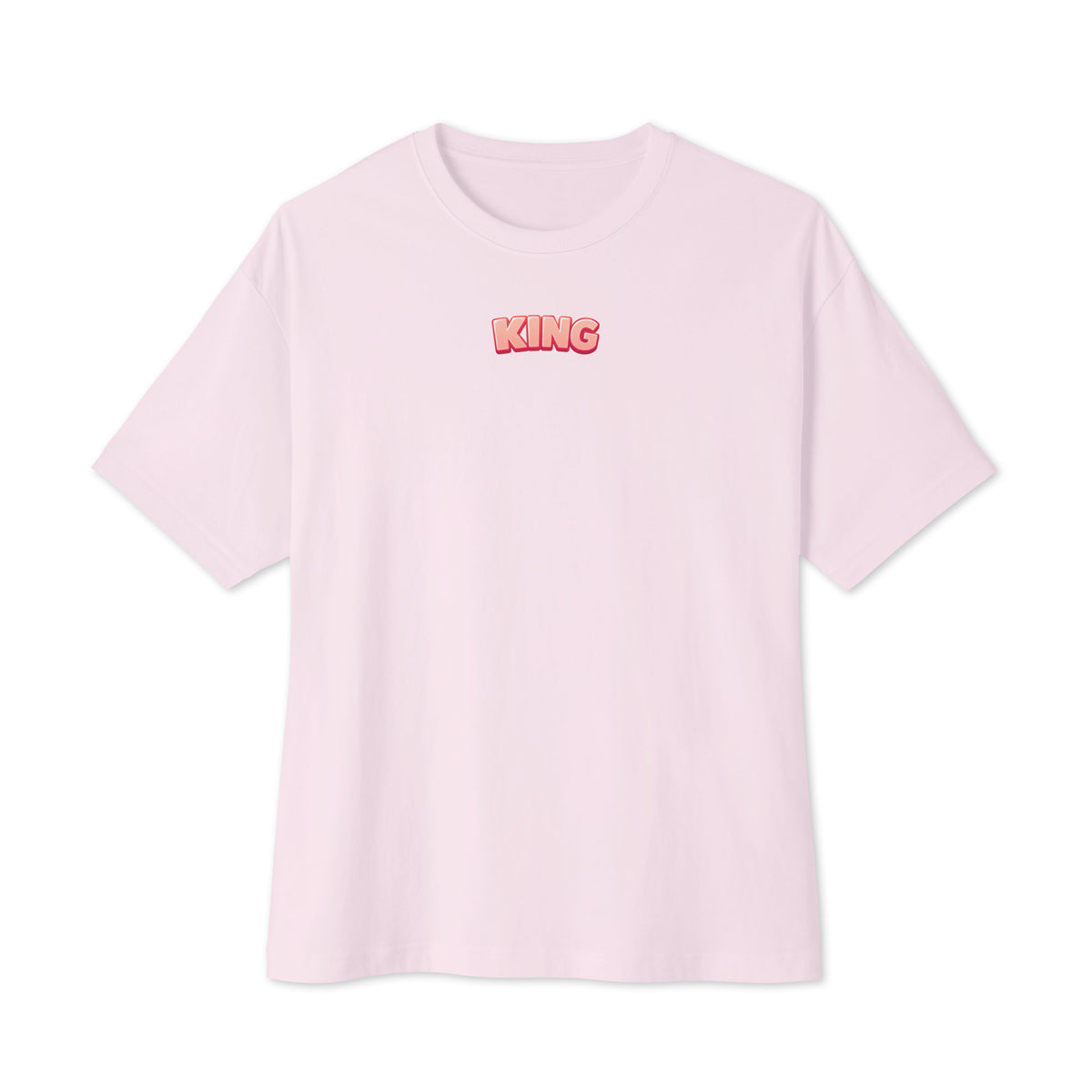 Front product view of the KING APEX Soft Pink oversized T-shirt with short sleeves and a small pink KING chest print.