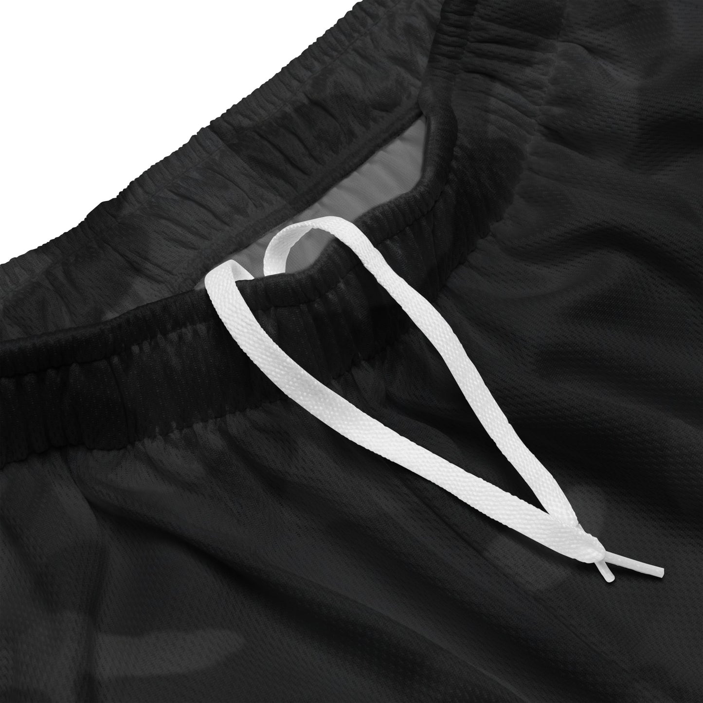 Waistband and drawcord detail — KING APEX Shadow Camo Mesh Shorts