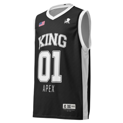 KING Basketball Jersey Black APEX Edition front product view premium sports jersey with number 01 design