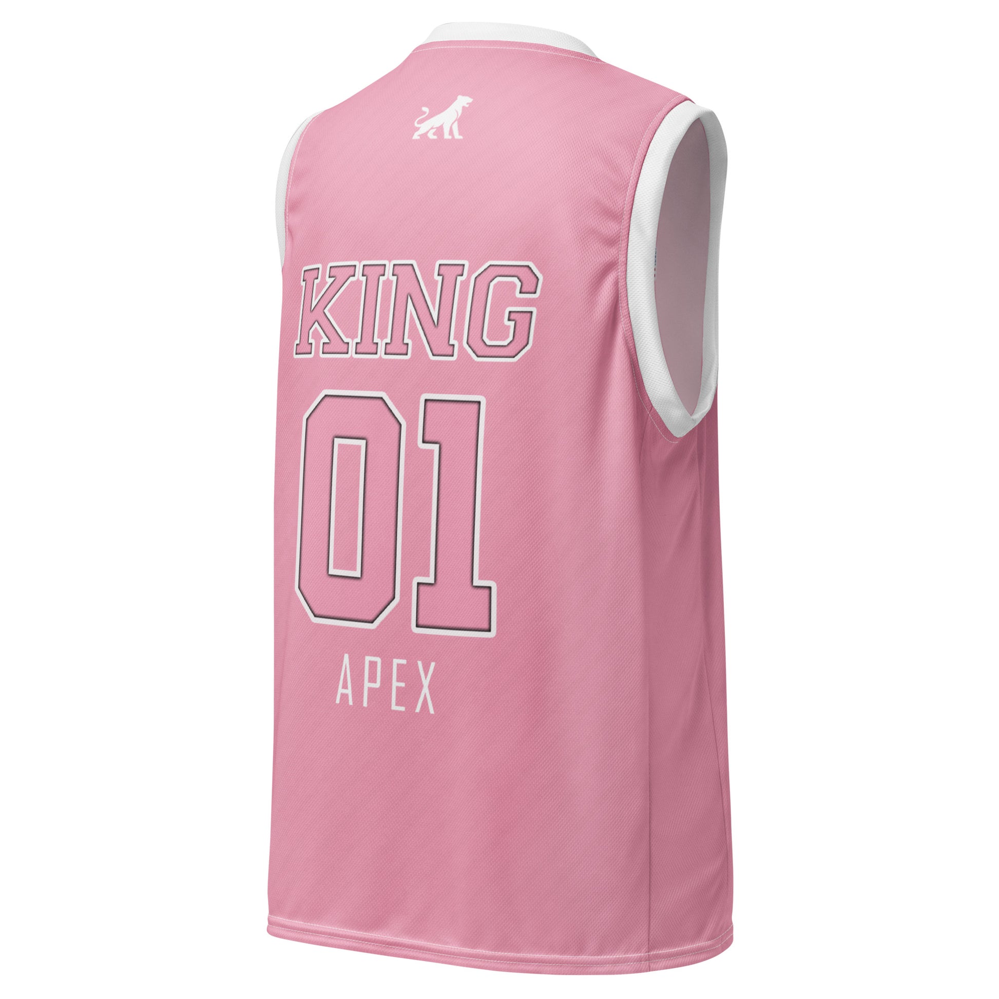 Pink KING basketball jersey Lioness edition back view with clean athletic design