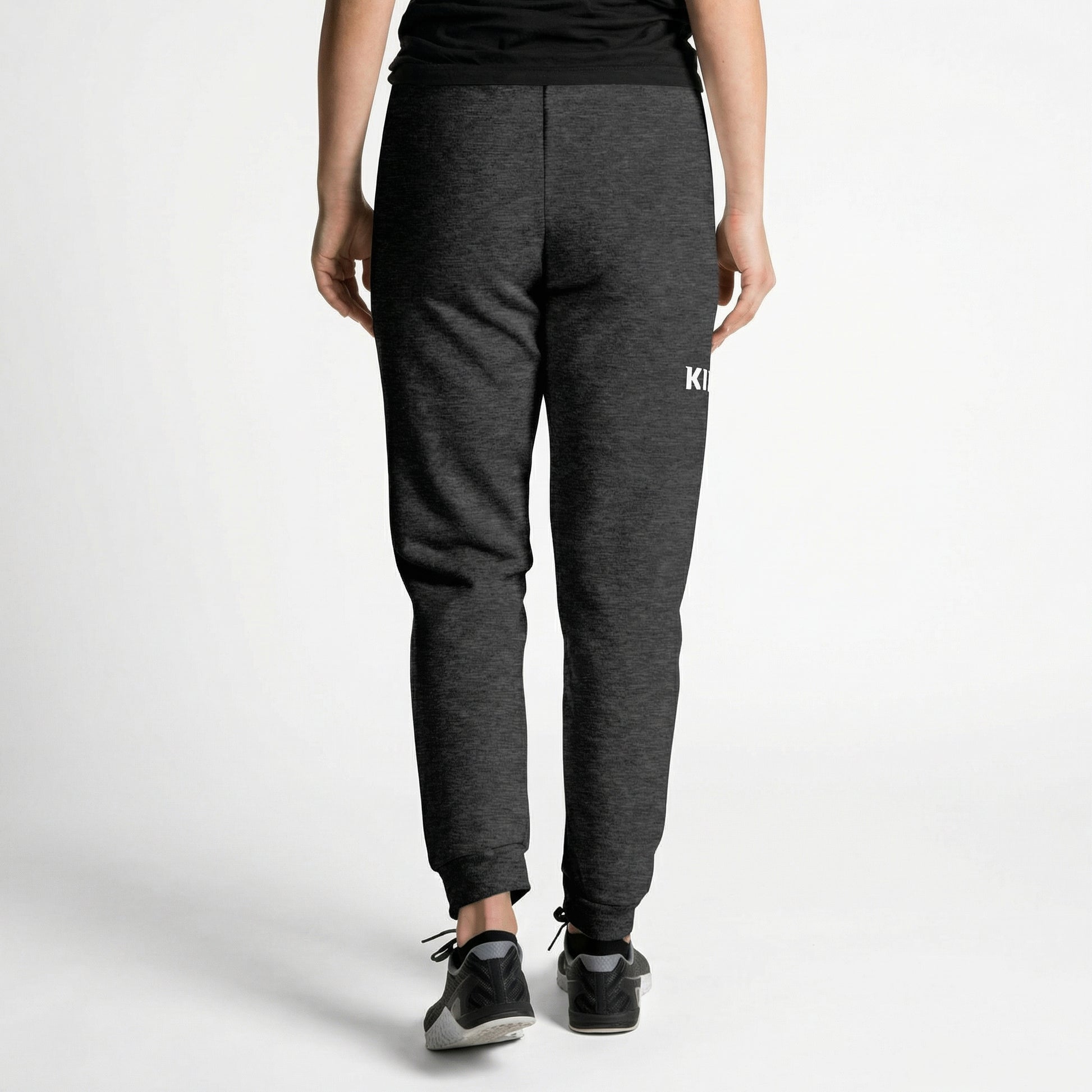 Back view of KING Essential Joggers Dark Heather showing fit and structure