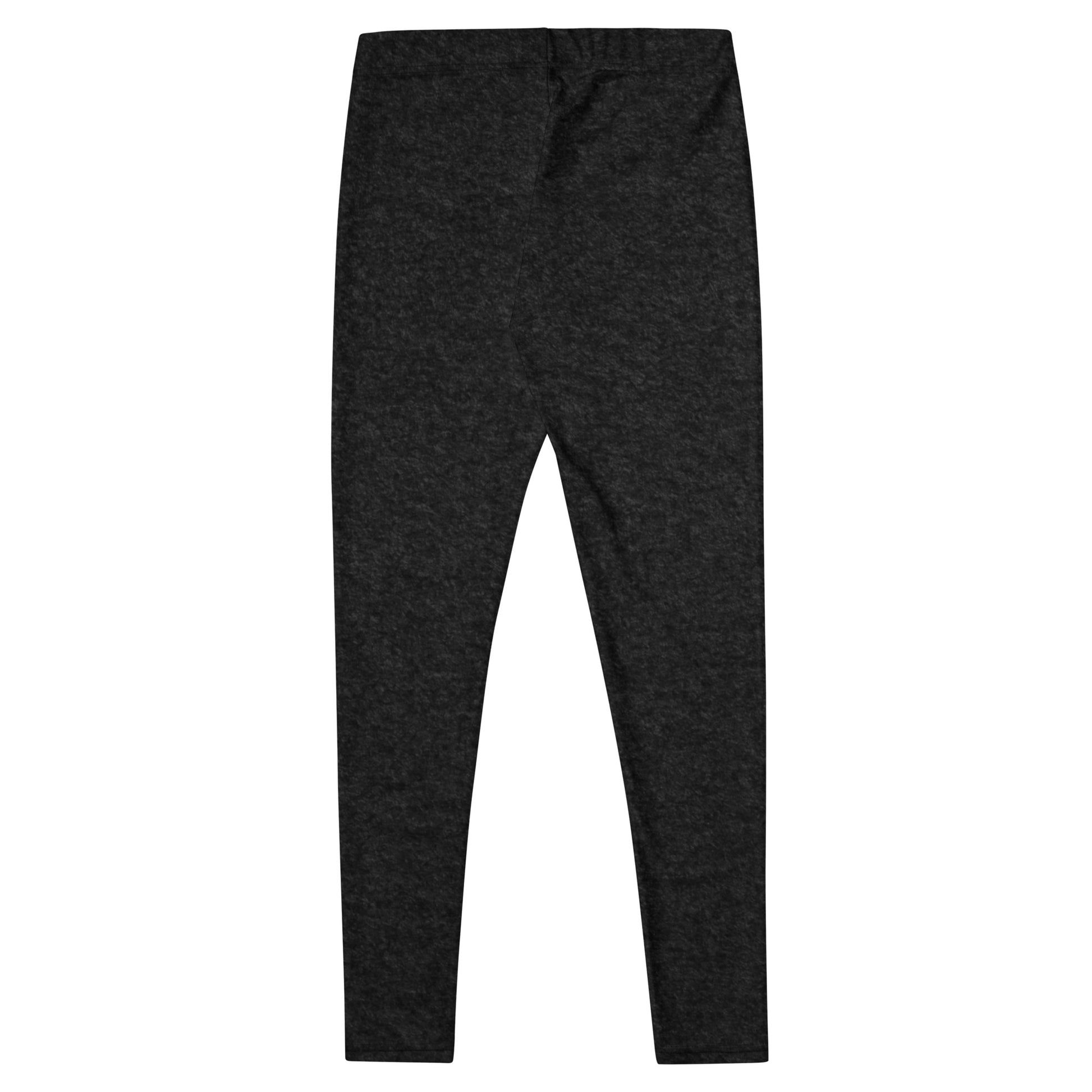 Black heather KING leggings – flat product back detail view.