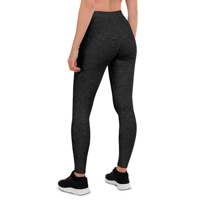 Black heather KING leggings – back angle mockup.