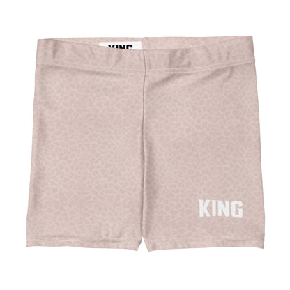 Flat front view of KING Lioness Blush Pattern Training Shorts