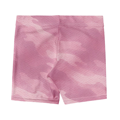Back view of KING Lioness Apex Training Shorts in rose camo, seamless athletic design