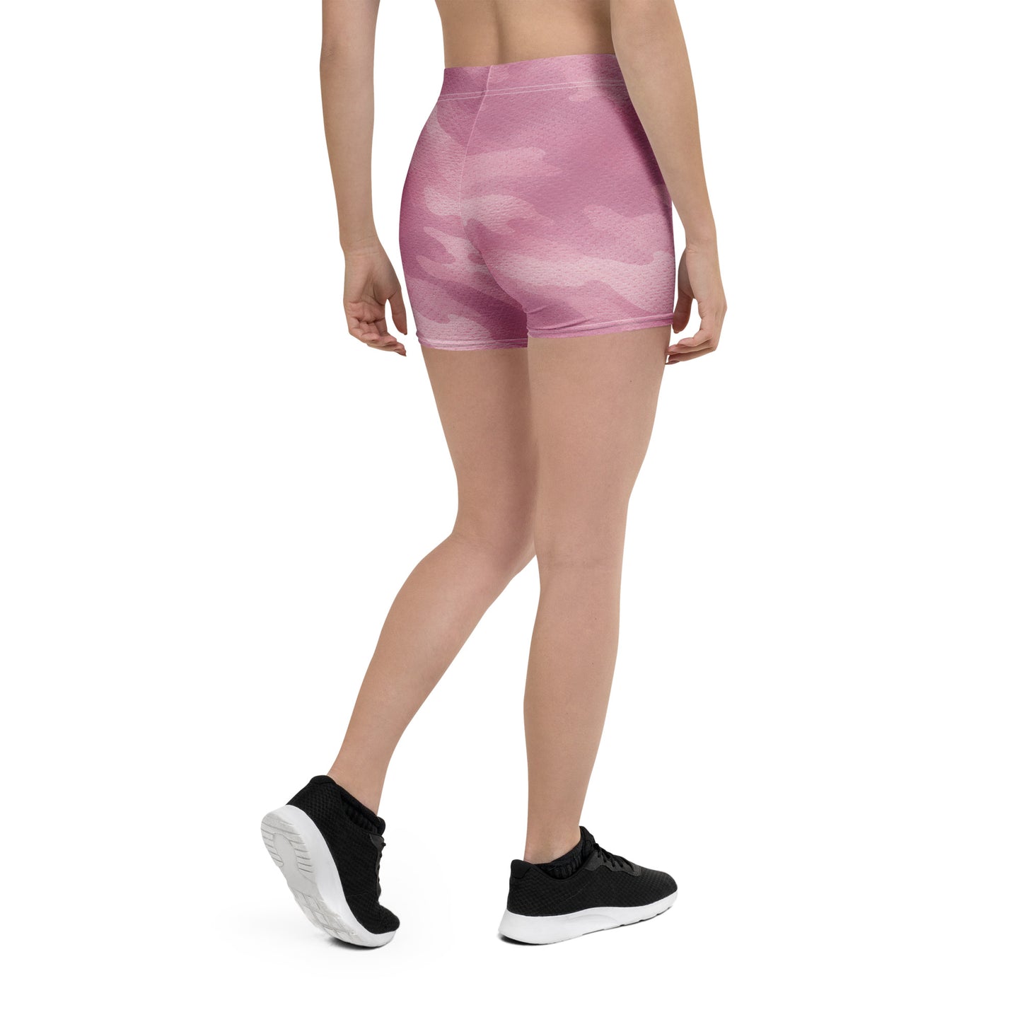 Women's blush camo training shorts back view