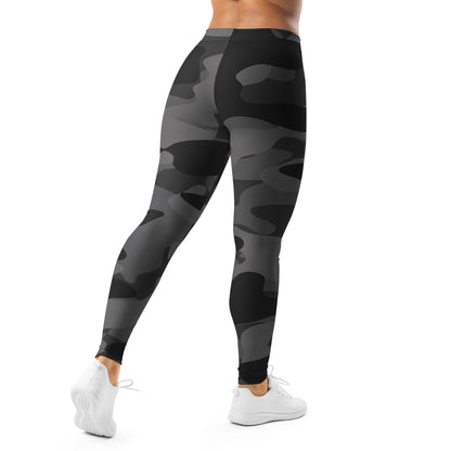 Shadow camo KING Lioness leggings – full back view mockup.