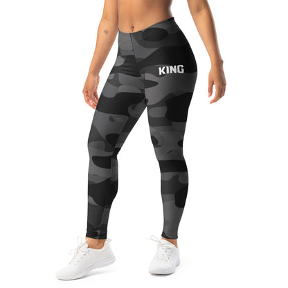 Shadow camo KING Lioness leggings – front view mockup.