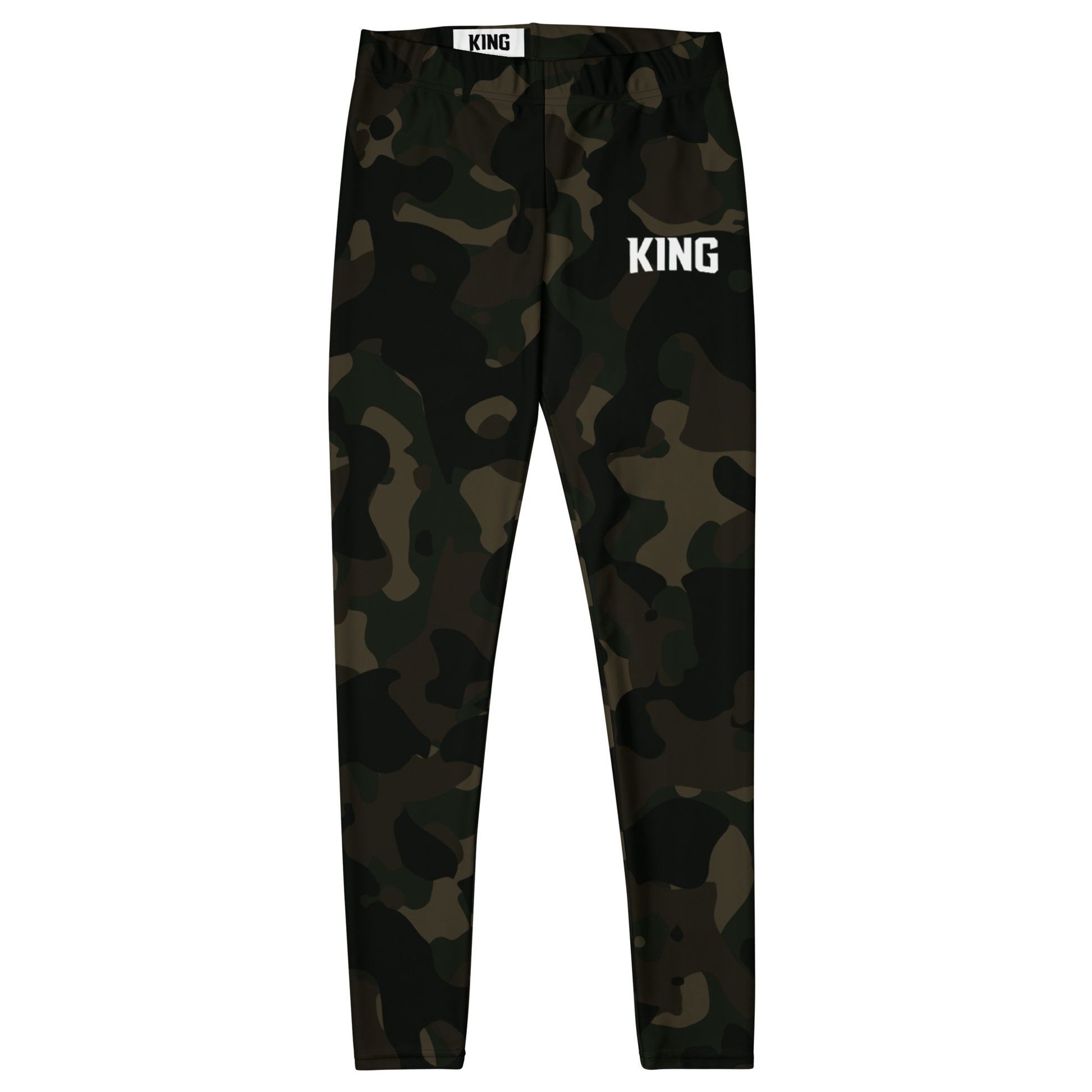 Flat front product view – KING Lioness Military Camo Leggings, Jungle Edition.