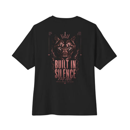 KING Lioness Oversized Tee Black with Built in Silence rose eyes design on back view