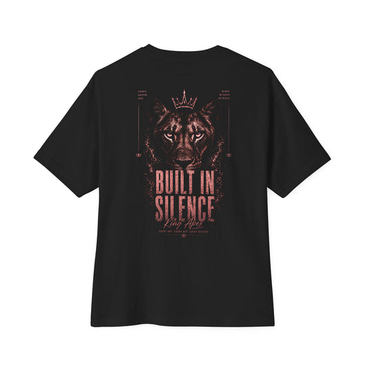 KING Lioness Oversized Tee Black with Built in Silence rose eyes design on back view