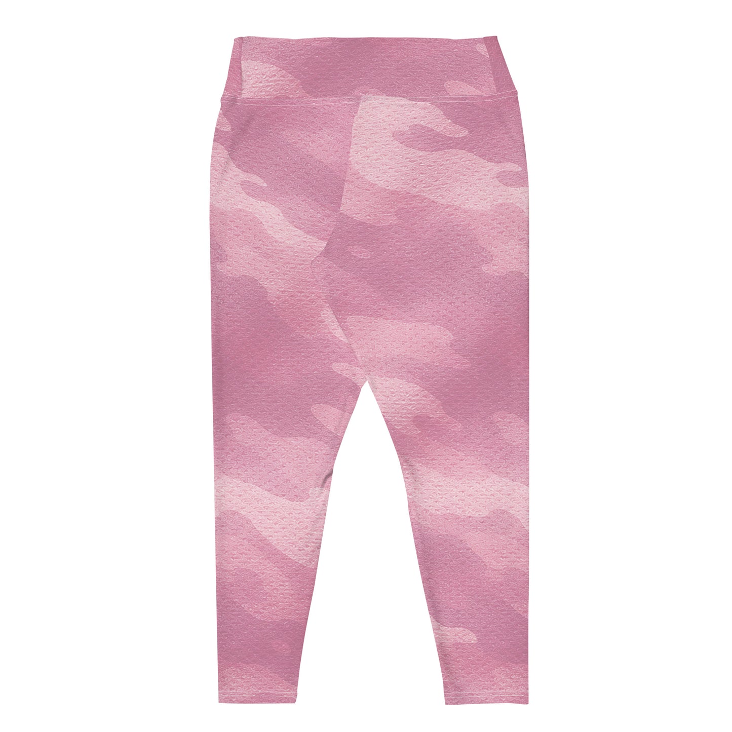 Back view of KING Lioness Plus Size Leggings showing rose camo pattern and waistband mockup