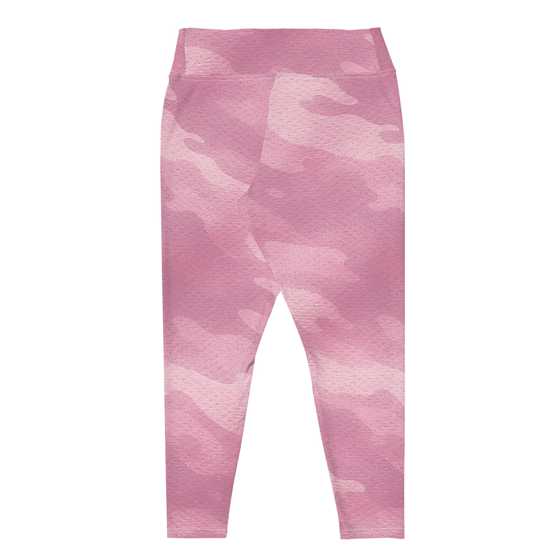 Back view of KING Lioness Plus Size Leggings showing rose camo pattern and waistband mockup