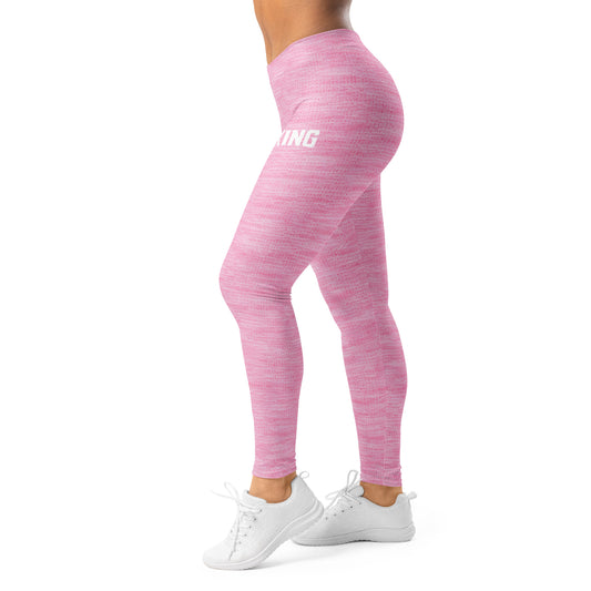 Back view of KING Lioness Rose Heather Leggings on model, sculpting fit and seamless design.