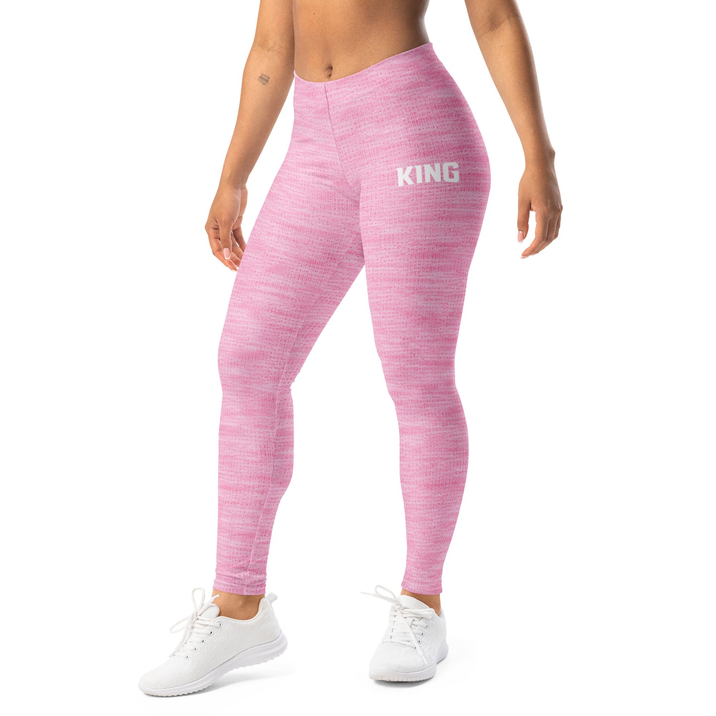 Front flat lay of KING Lioness Rose Heather Leggings featuring minimal KING branding.