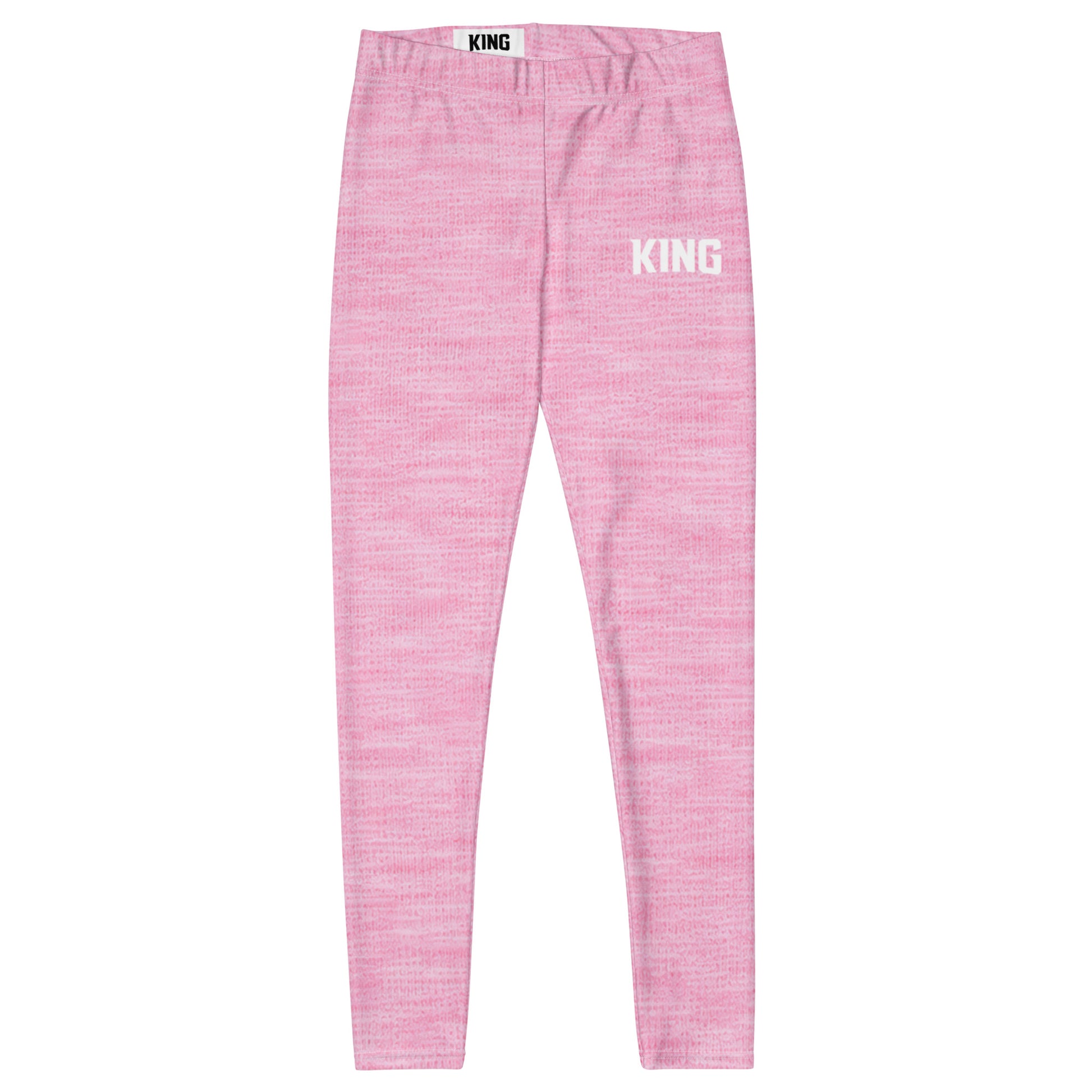 Front flat lay of KING Lioness Rose Heather Leggings featuring minimal KING branding.