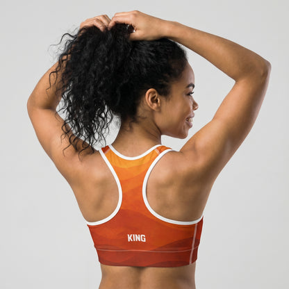 Back view of KING Lioness Savannah Sports Bra Earth Edition racerback design