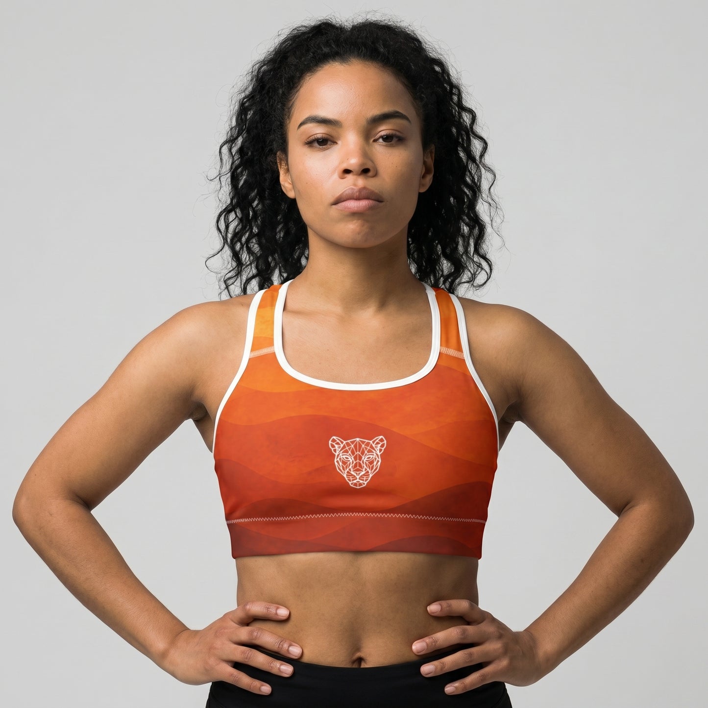 KING Lioness Savannah Sports Bra Earth Edition women's performance sports bra front view