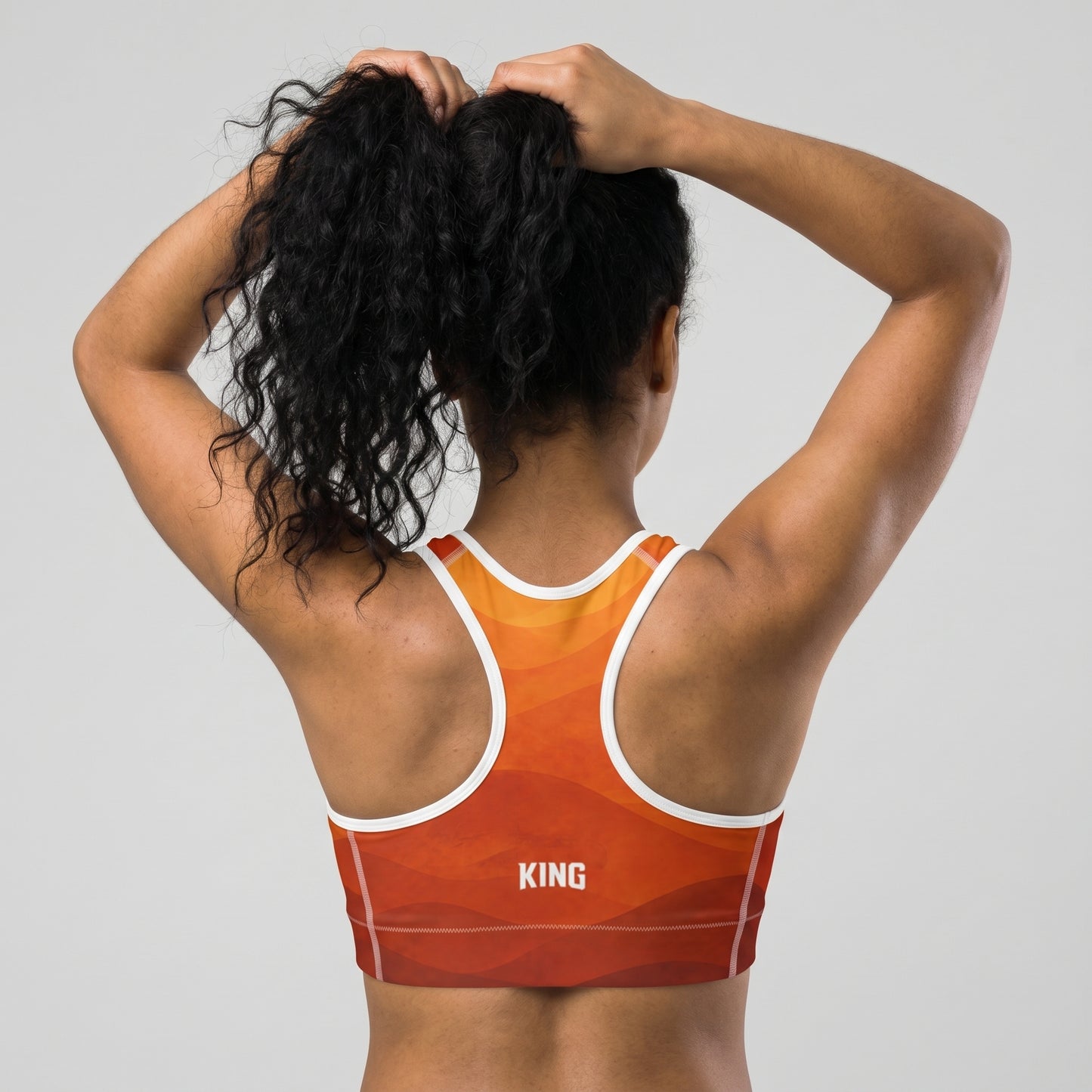 Racerback detail of KING Lioness Savannah Sports Bra Earth Edition