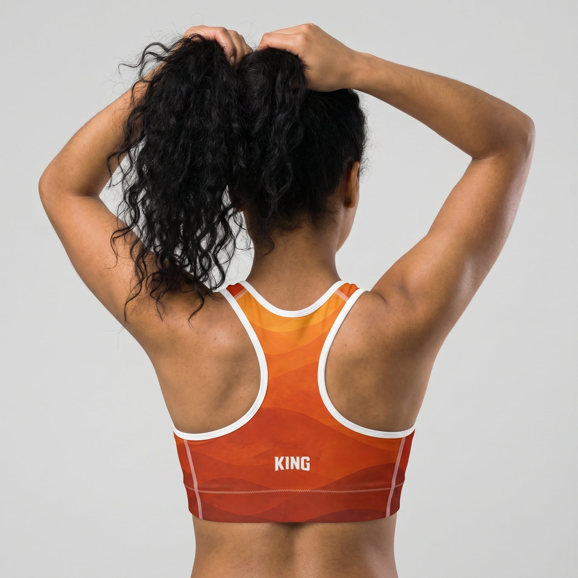 Racerback detail of KING Lioness Savannah Sports Bra Earth Edition