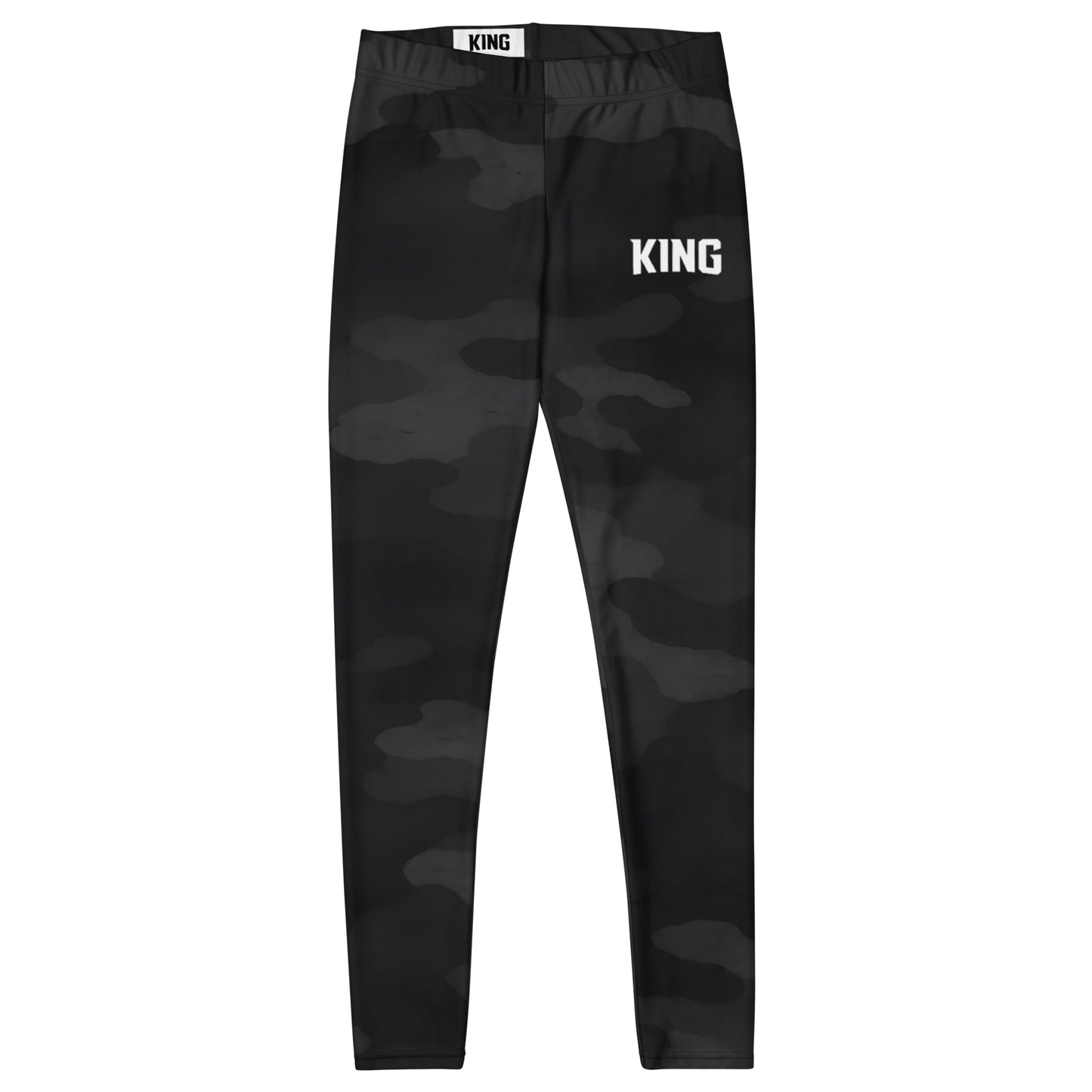 Front view of KING Lioness shadow camo leggings in black