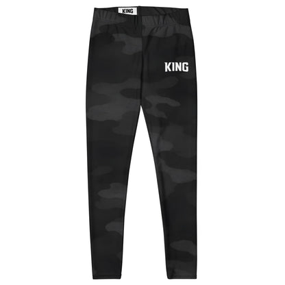 Front view of KING Lioness shadow camo leggings in black