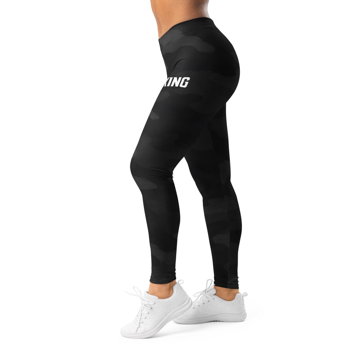 KING Lioness shadow camo leggings with sculpting fit and premium compression fabric
