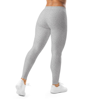 Close-up of KING Lioness gray leggings showing camo texture