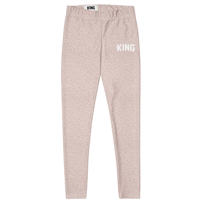 Flat lay of KING Lioness rose shadow camo leggings with minimal design