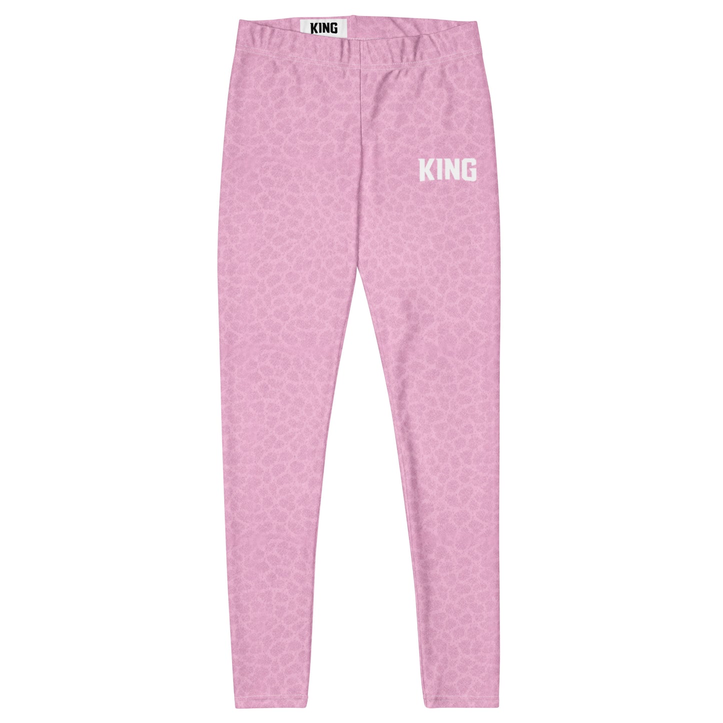 KING Lioness Soft Rose leggings product flat lay minimalist design